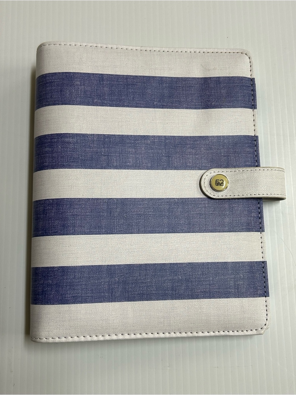 Paper Studio 52 Agenda 6-Ring Binder Blue White Stripe Faux Leather Planner